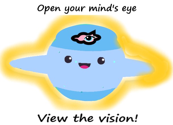 A planet with eyes and smiling.